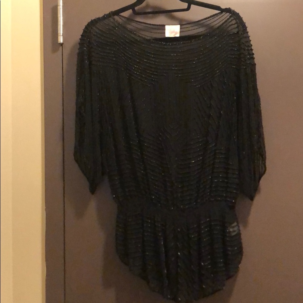 Parker beaded sheer blouse